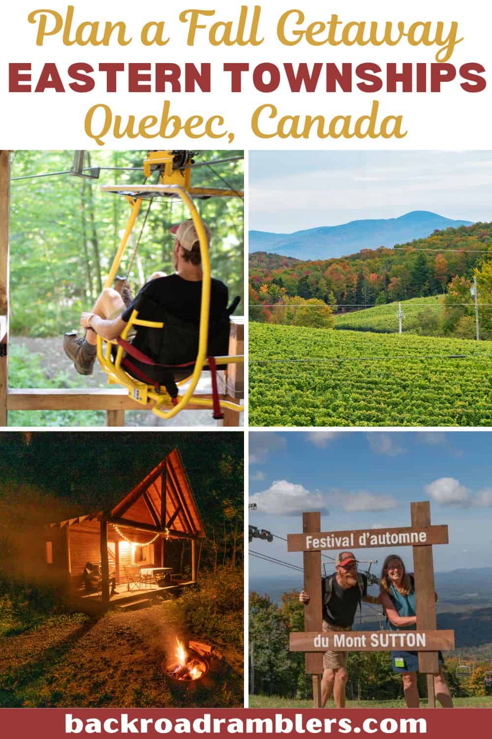 A collage of photos featuring the best things to do in the Eastern Townships in Quebec, Canada. 