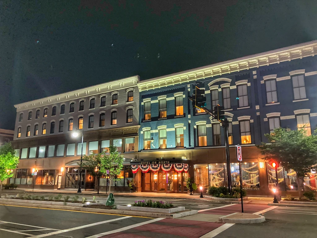 Night view Hotel on North in Pittsfield. 