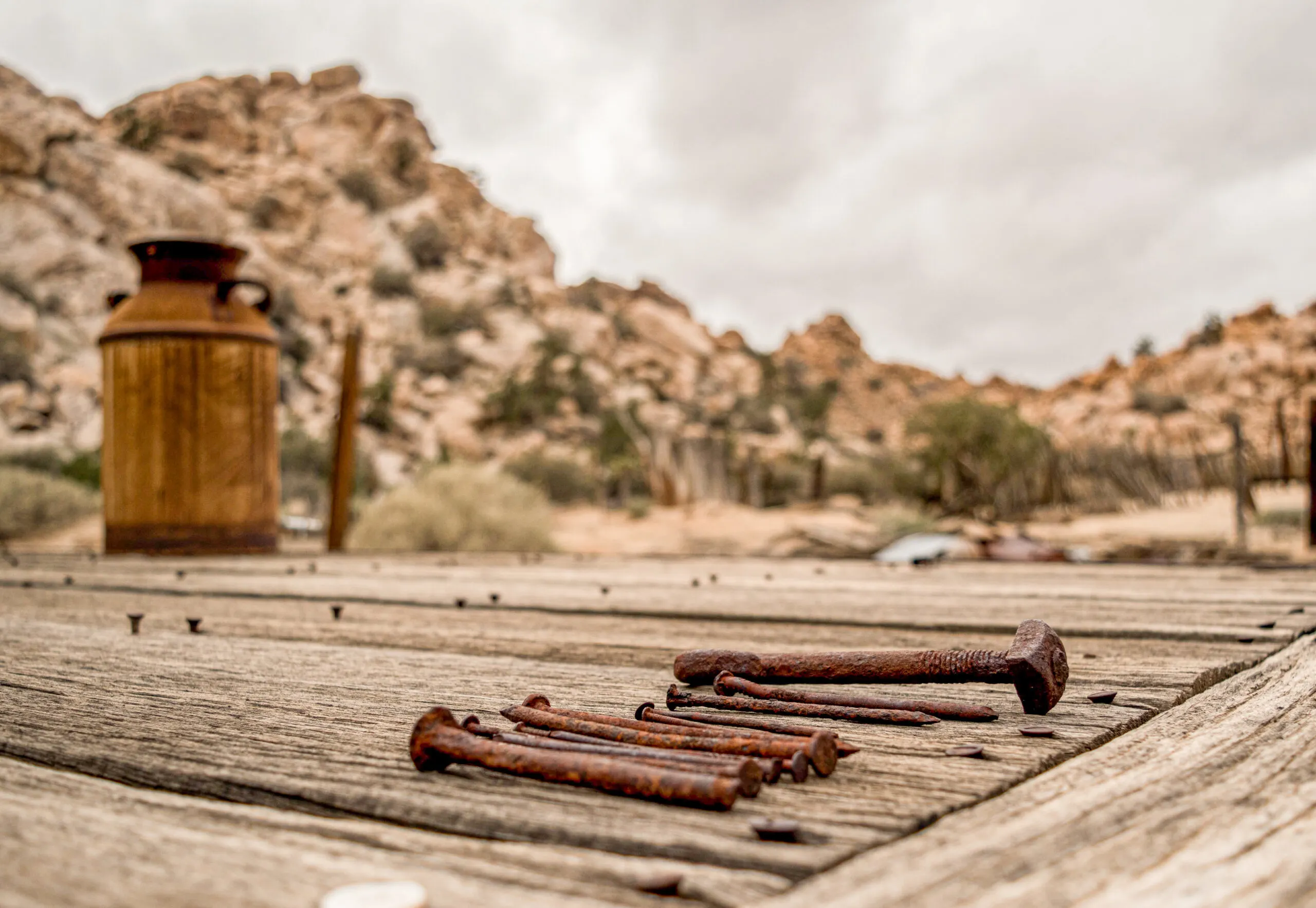 Rusty nails found onsite at Keys Ranch in Joshua Tree.