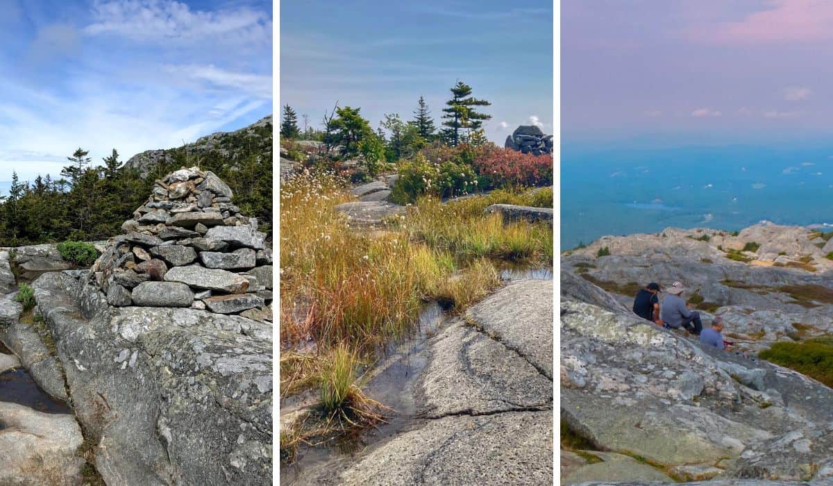 A collage of photos featuring the Mount Monadnock Hike. 