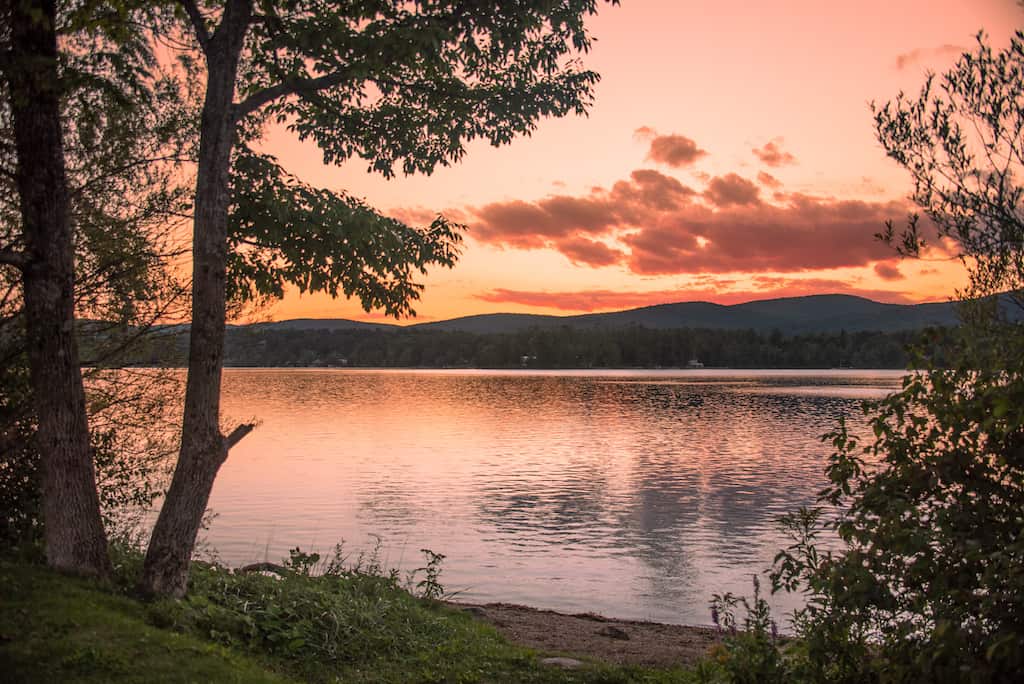 Sunset over Onota Lake in Pittsfield, MA.