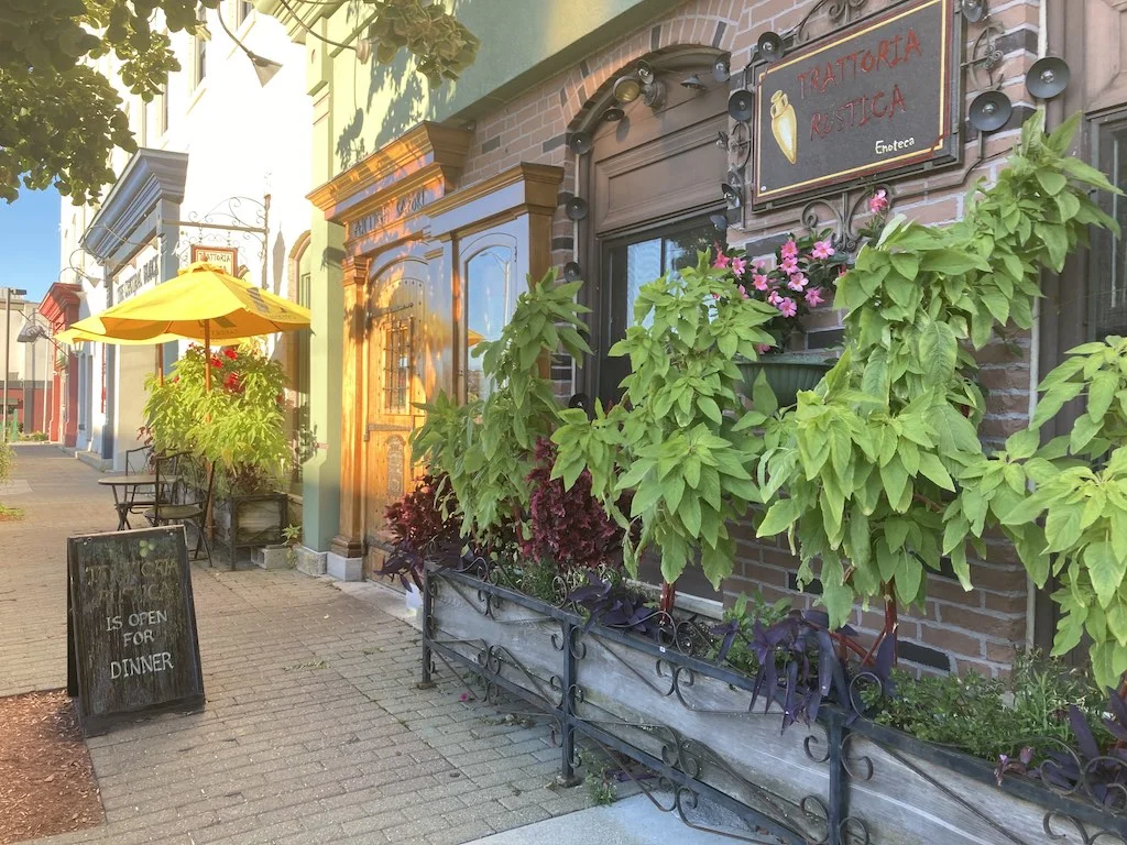 The front facade of Trattoria Rustica, a restaurant in Pittsfield, MA.