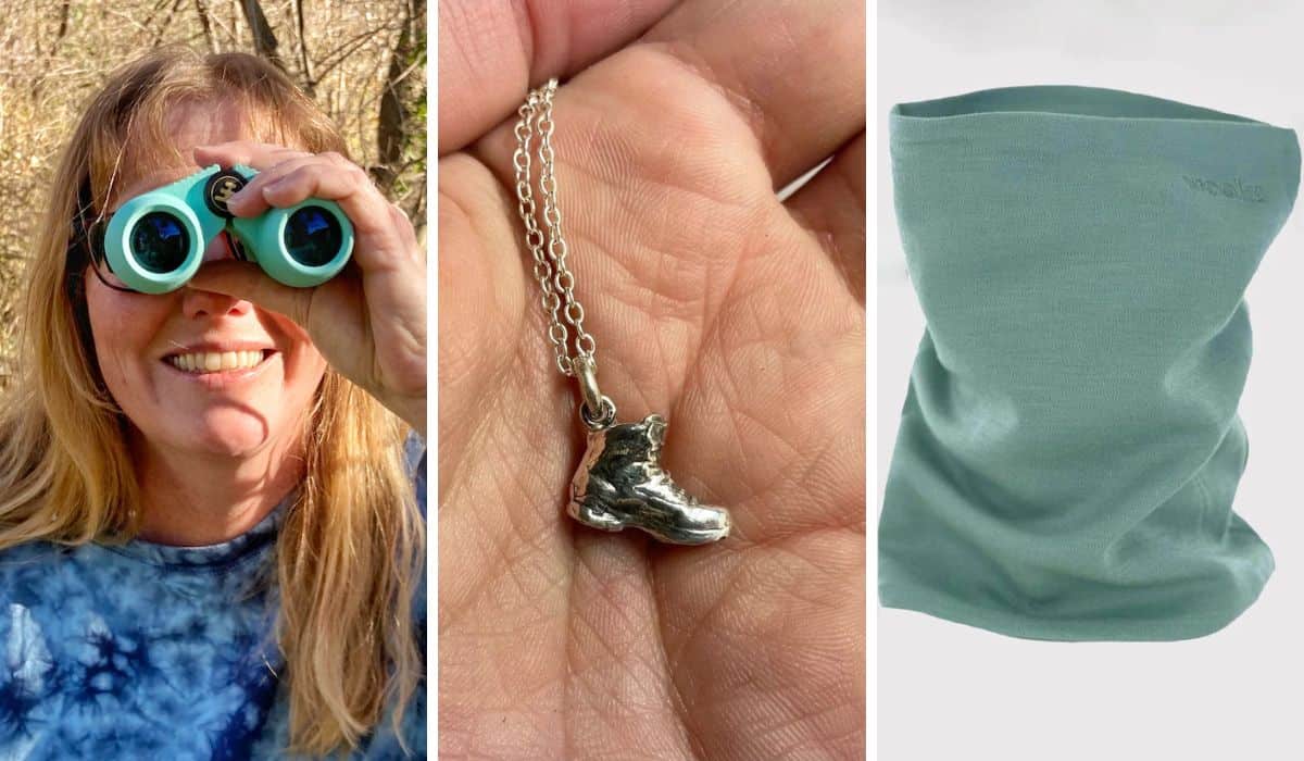a collage of photos featuring stocking stuffers for hikers. 