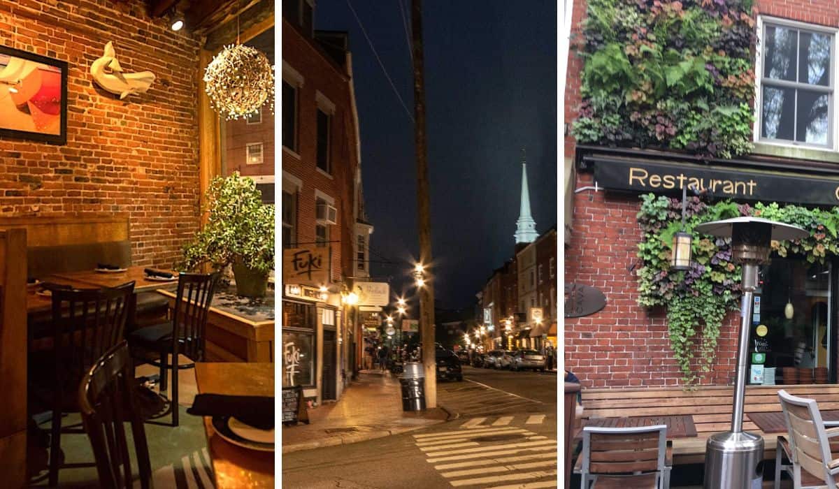 A collage featuring a few different Portsmouth NH restaurants. 