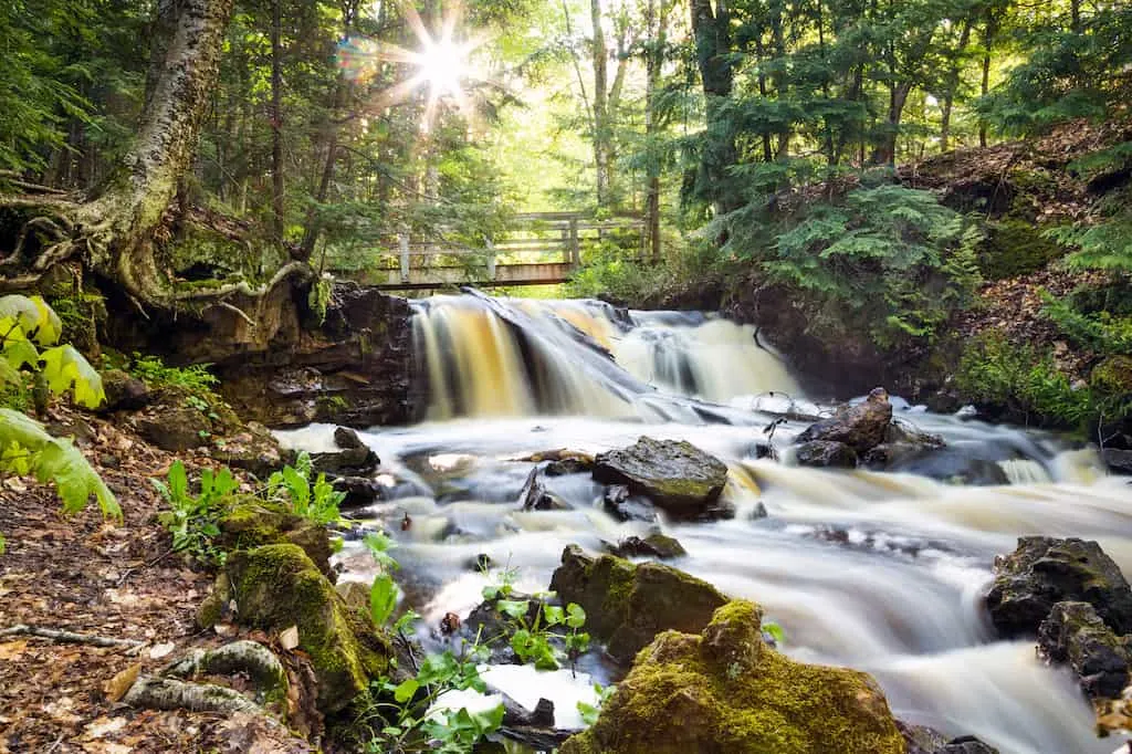 Upper Chapel Falls off Chapel Trail in Pictured Rocks National Lakeshore, Michigan.