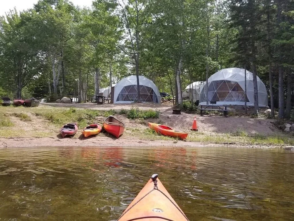 Glamping domes at Blue Bayou Resort in Cape Breton, Nova Scotia.