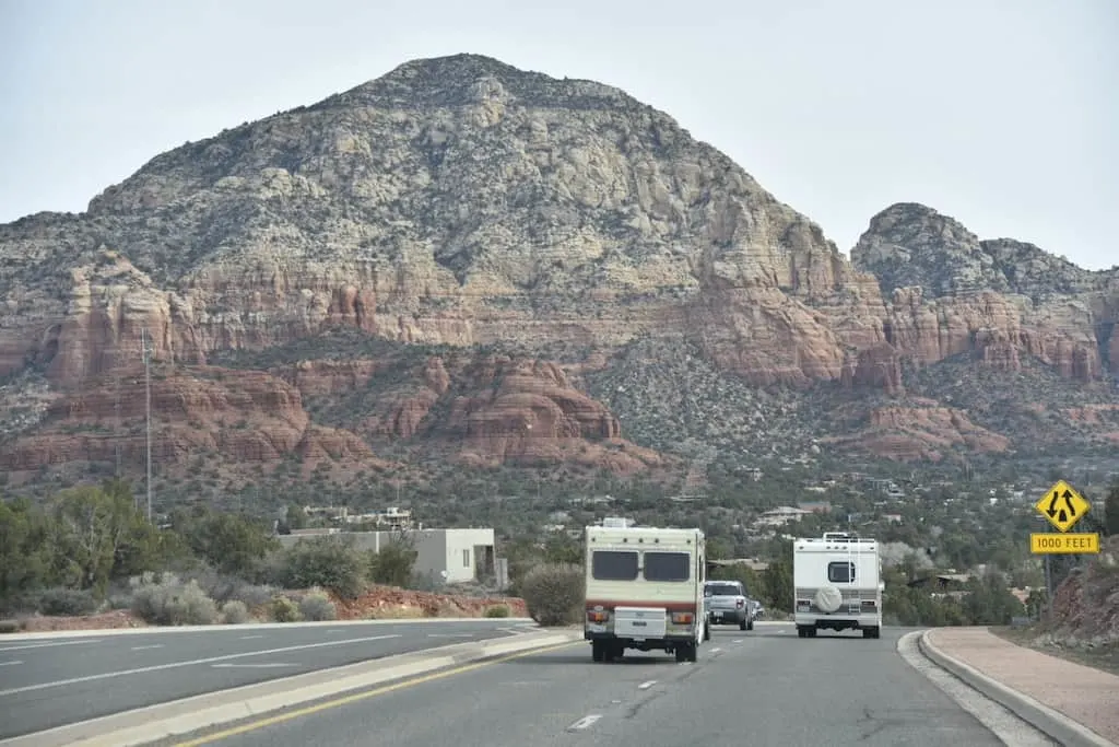 Sedona Arizona on the highway heading into town.