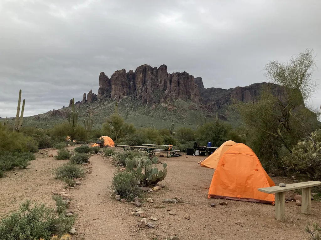 Hiker/biker campsites in Lost Dutchman State Park.