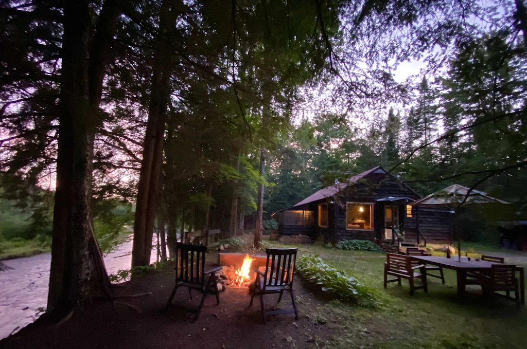 Secluded cabin on a river in upstate New York.