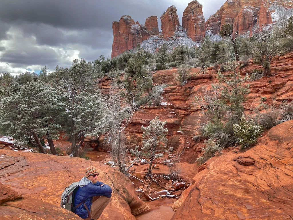 Eric sitting near the Seven Sacred Pools in Sedona, Arizona.