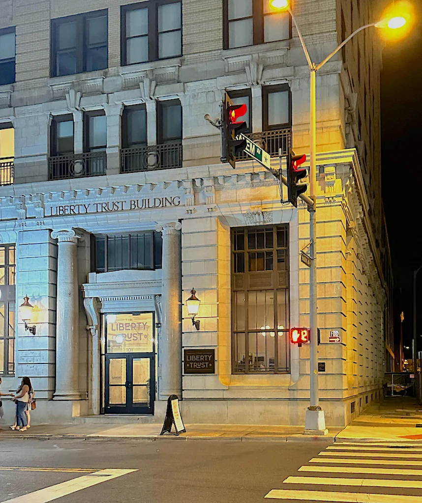 Outside the Liberty Trust hotel in Roanoke, Virginia.