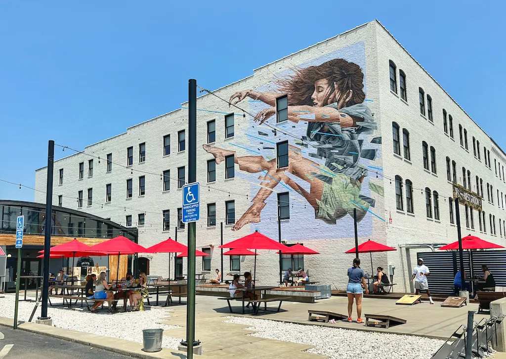 The outdoor patio at Big Lick Brewing Company in downtown Roanoke VA.