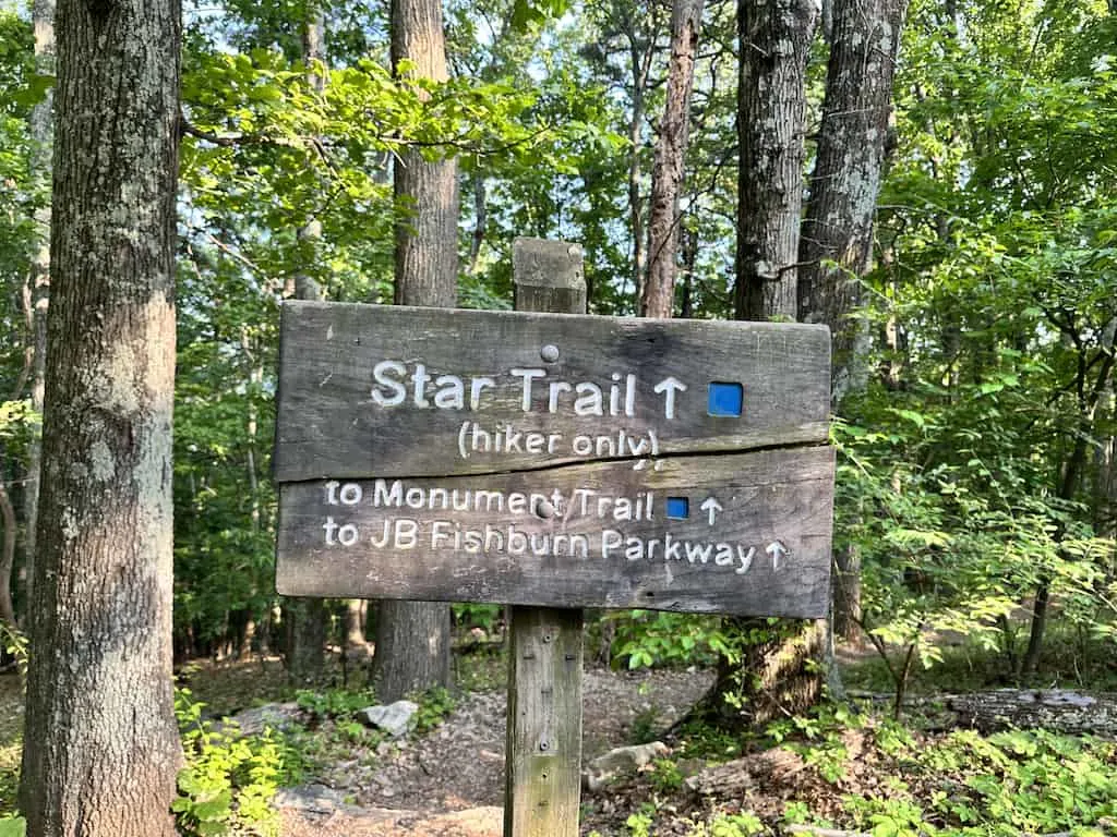 Star Trail sign in Mill Mountain Park.