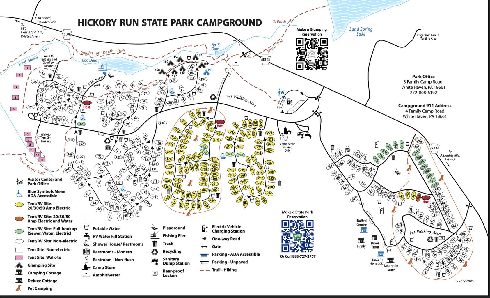 Hickory Run State Park Campground Map. 