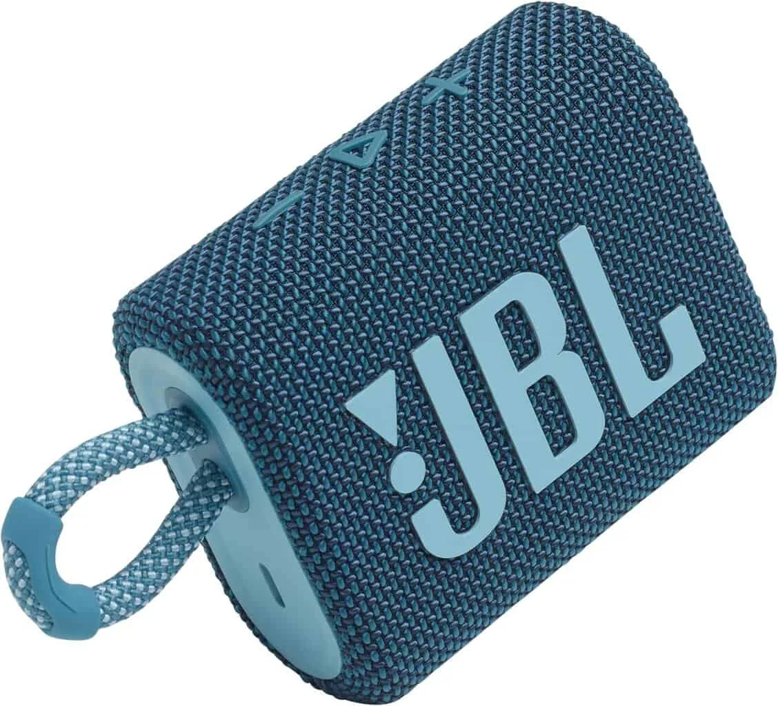 A JBL waterproof and portable speaker. 