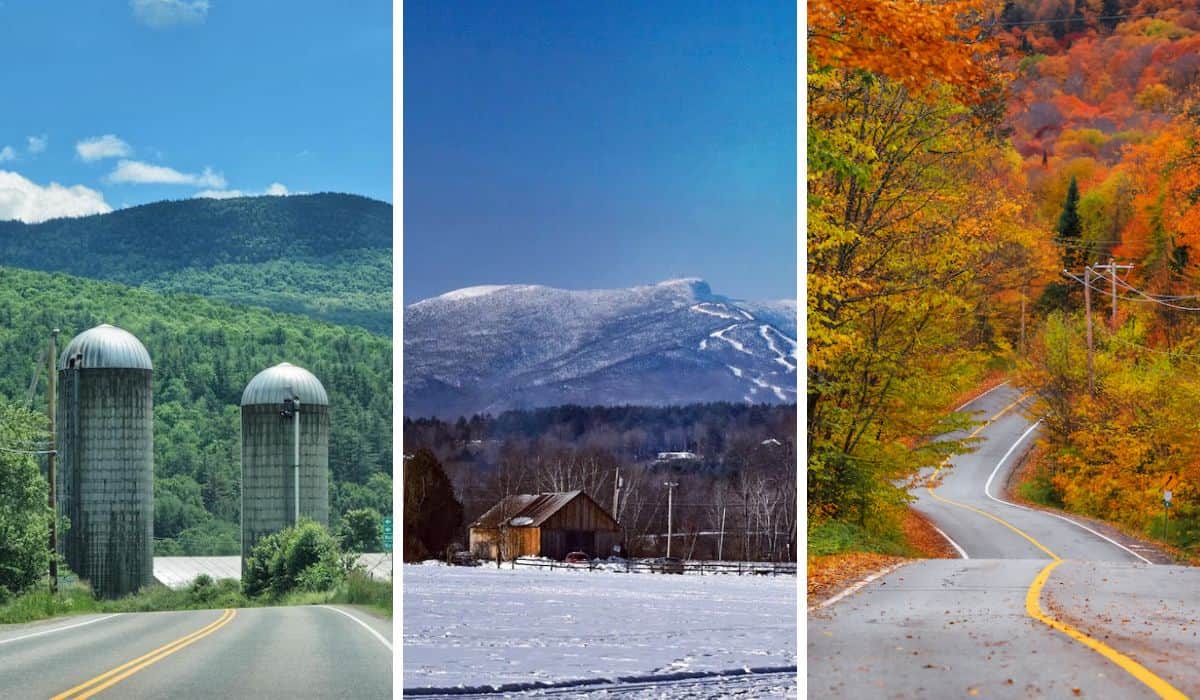 Scenes from a Route 100 Vermont road trip (in all seasons).