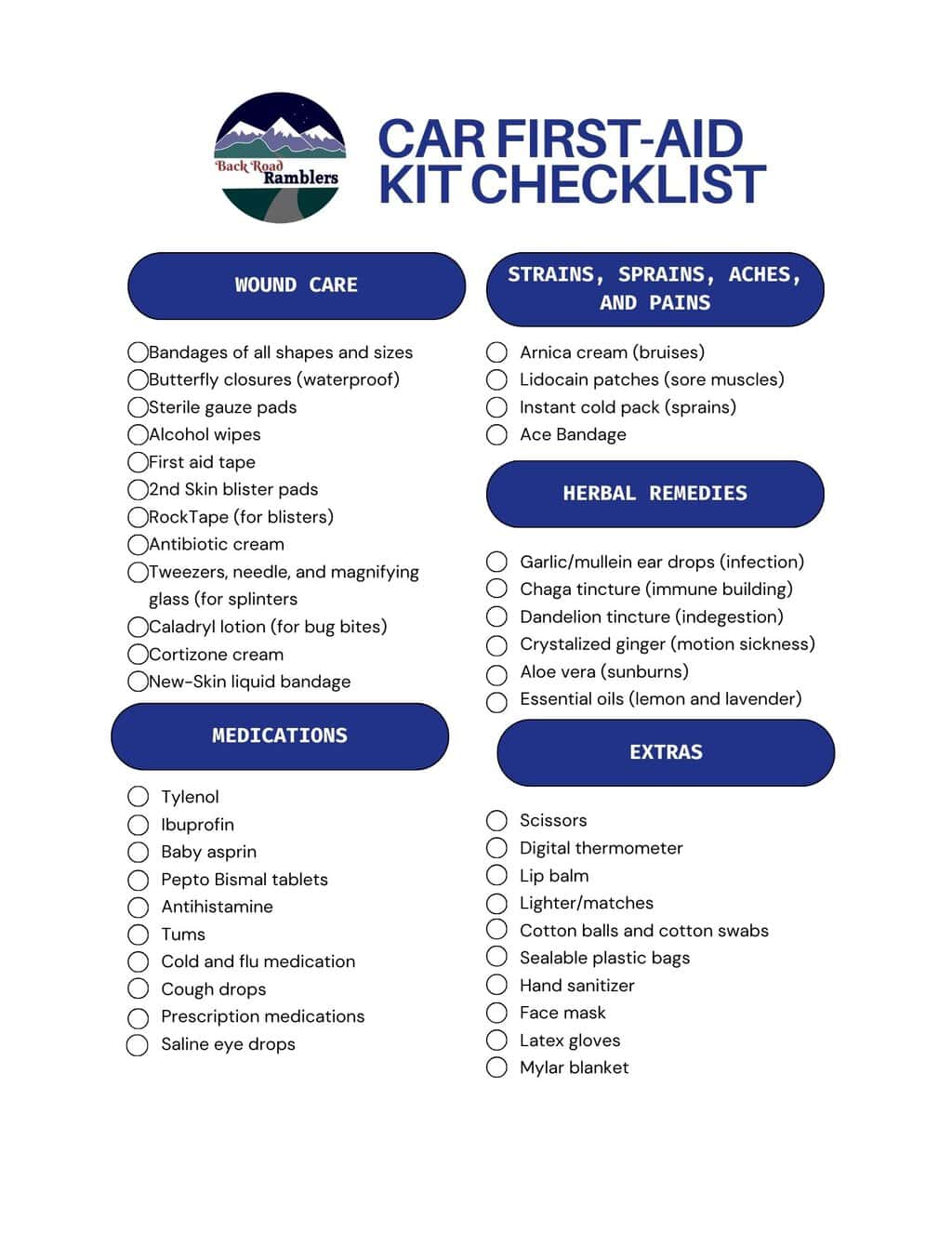 Complete first aid kit checklist
