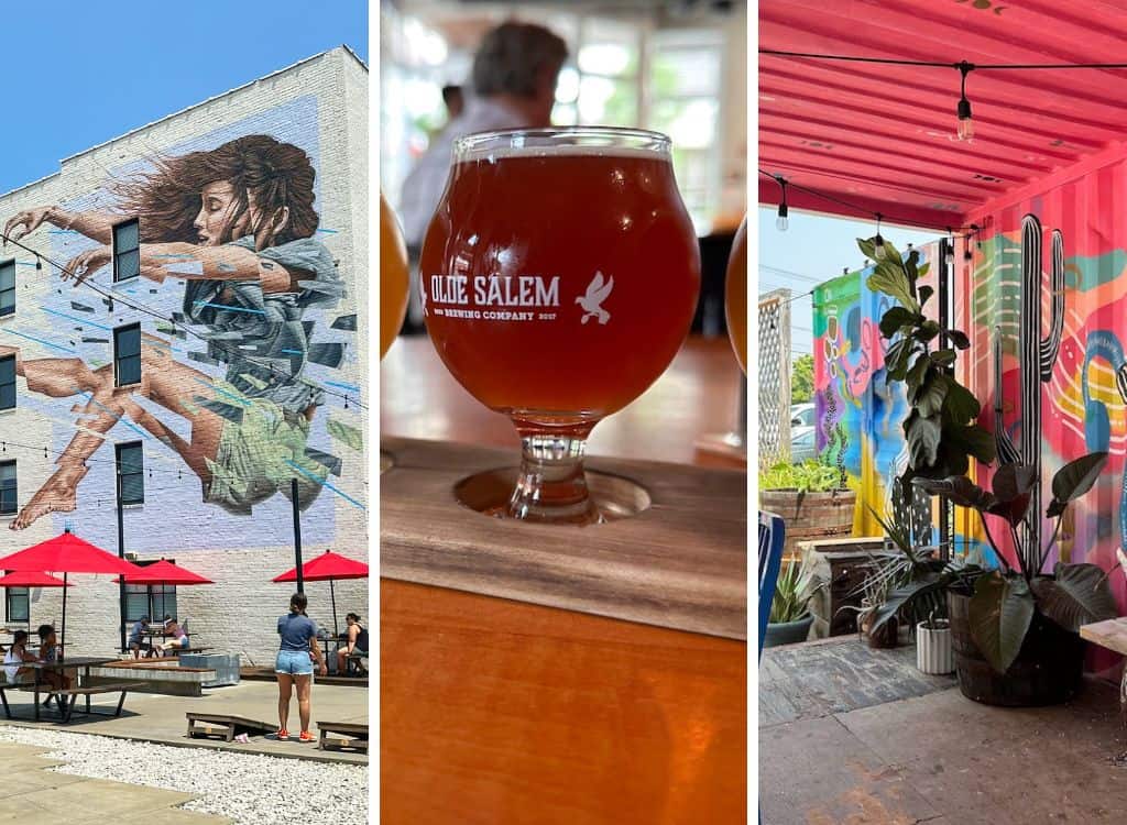 A collage of photos featuring breweries in Roanoke VA.