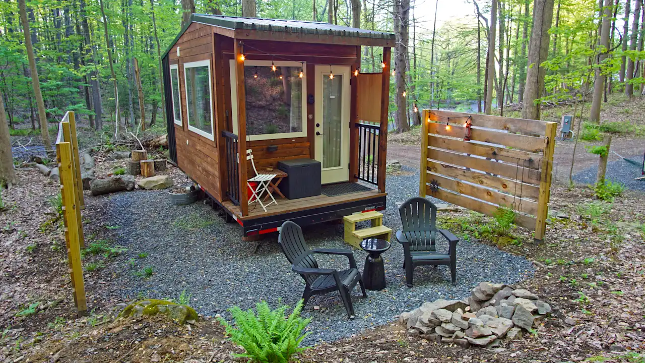 16 Incredible Spots for Glamping in New York 4 the tulip forest at shaupeneak tiny cabin in the tulip forest hudson valley