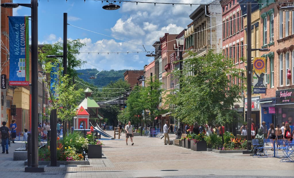 Ithaca Commons on a summer day. 