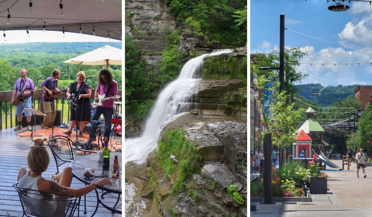 A collage of photos featuring the perfect weekend in Ithaca NY.