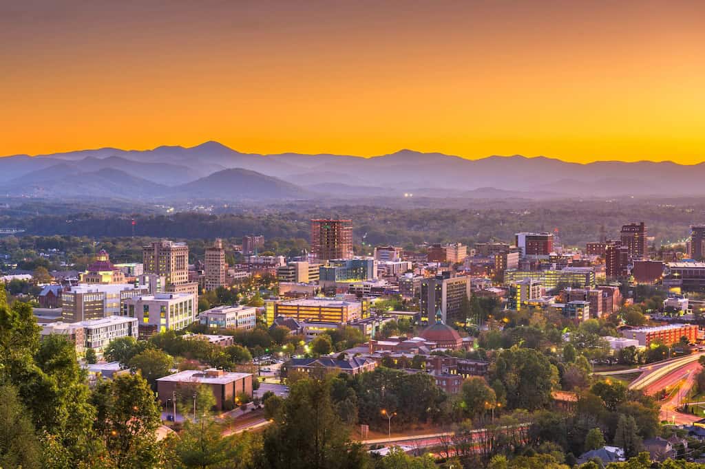 Sunset over Asheville, Nort Carolina.