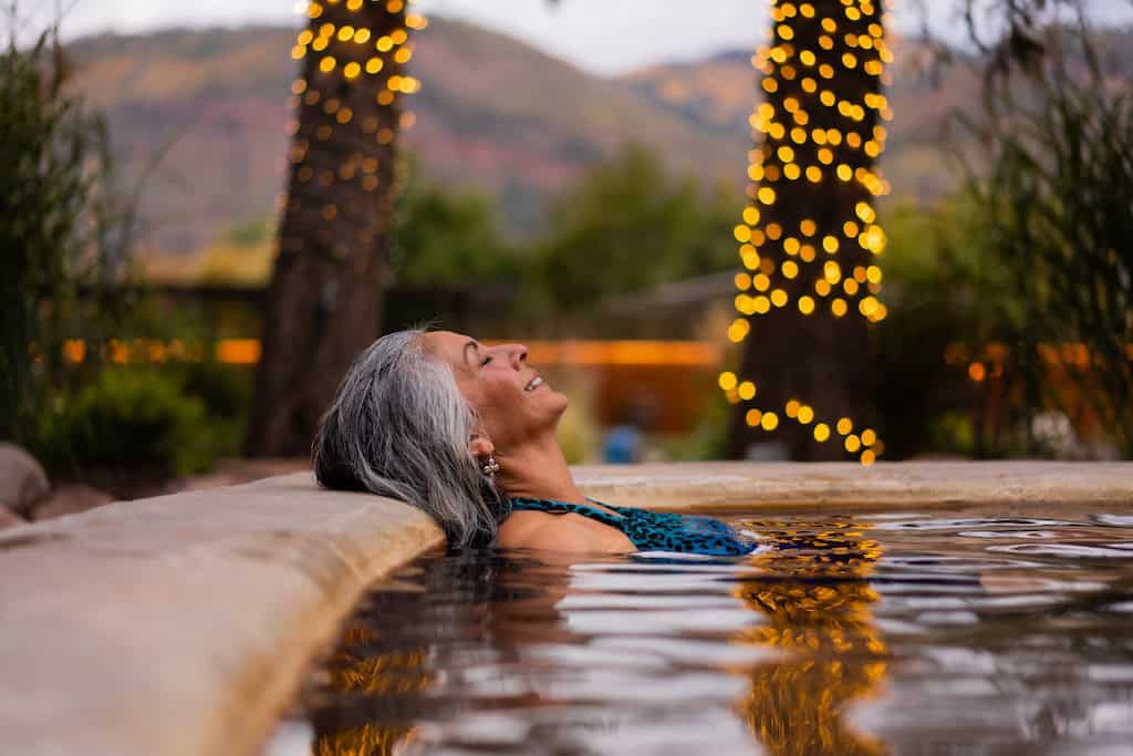 Durango Hot Springs Resort & Spa: A Reimagined Colorado Hot Springs Retreat 4 Soaking in the pools at Durango Hot Springs Resort & Spa.