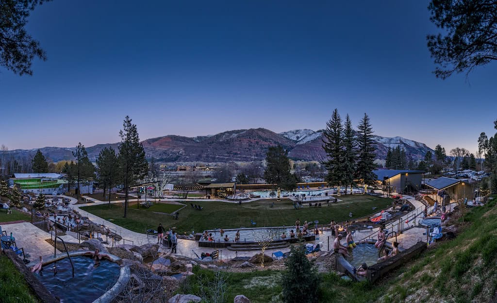 Durango Hot Springs Resort & Spa: A Reimagined Colorado Hot Springs Retreat 1 Twilight at Durango Hot Springs Resort & Spa.