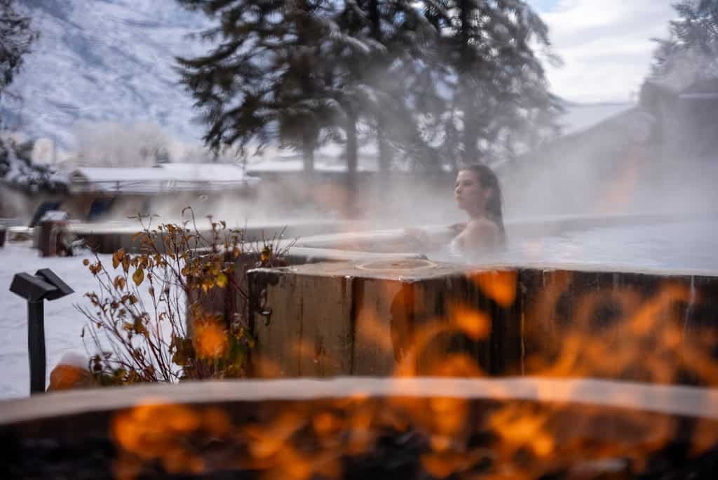 Durango Hot Springs Resort & Spa: A Reimagined Colorado Hot Springs Retreat 2 Winter hot spring pools at Durango Hot Springs Resort & Spa.